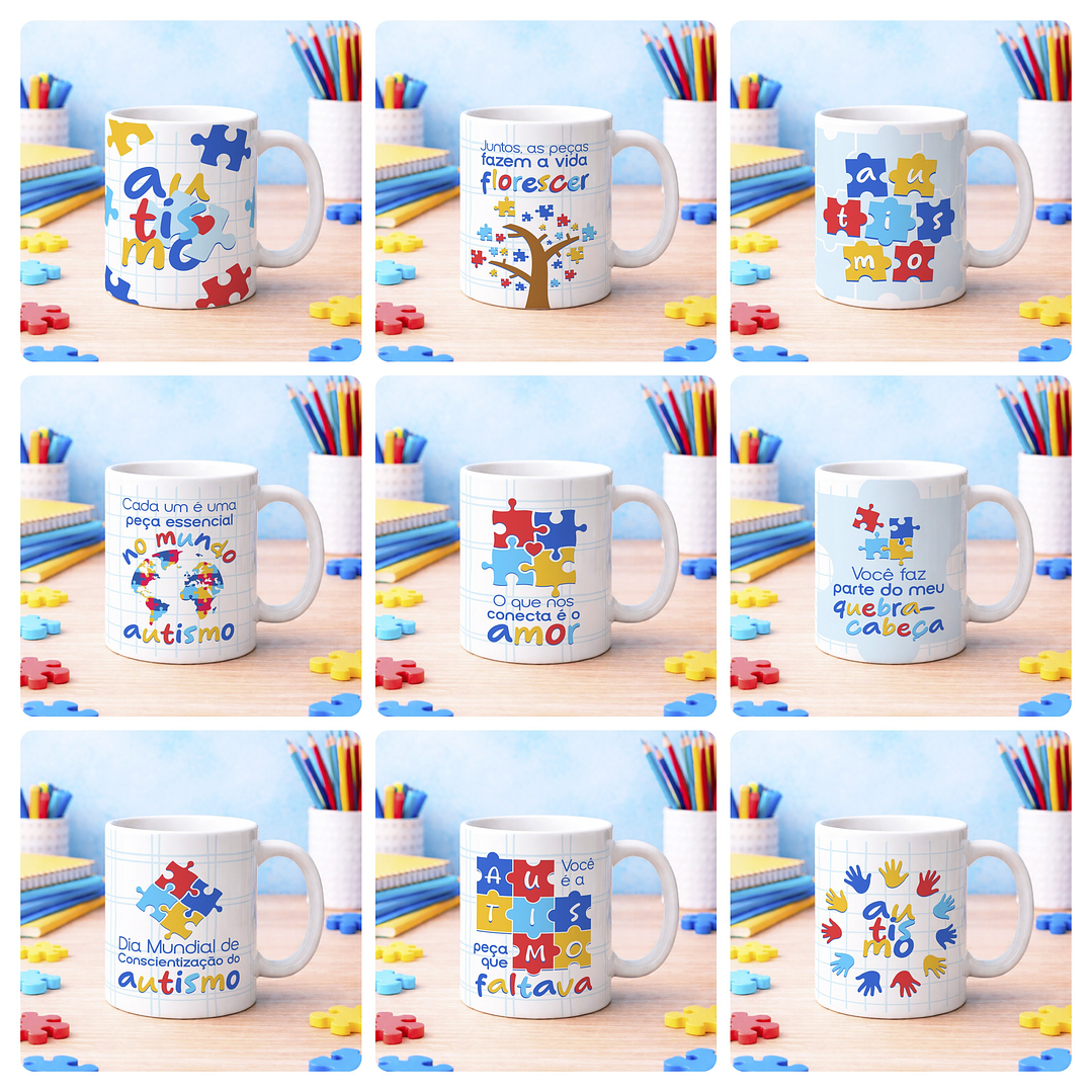 20 Artes para Caneca Autismo Arquivo Editável 4