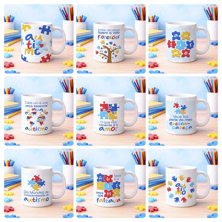 20 Artes para Caneca Autismo Arquivo Editável 4