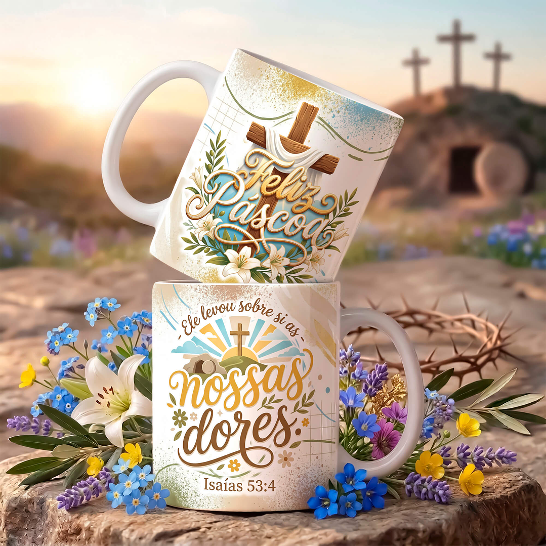 18 Artes para Caneca Páscoa Cristã Arquivo Editável  8