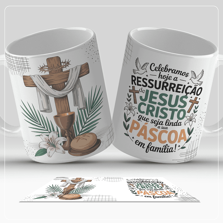 12 Artes para Caneca Páscoa Cristã Arquivo em Jpg  5
