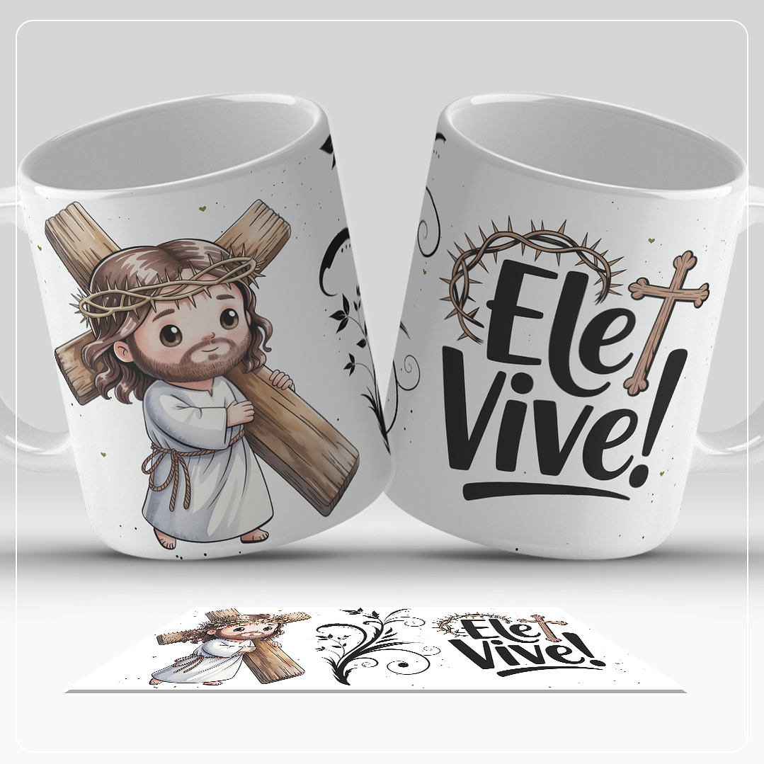 12 Artes para Caneca Páscoa Cristã Arquivo em Jpg  8