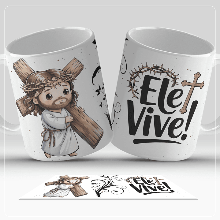 12 Artes para Caneca Páscoa Cristã Arquivo em Jpg  8