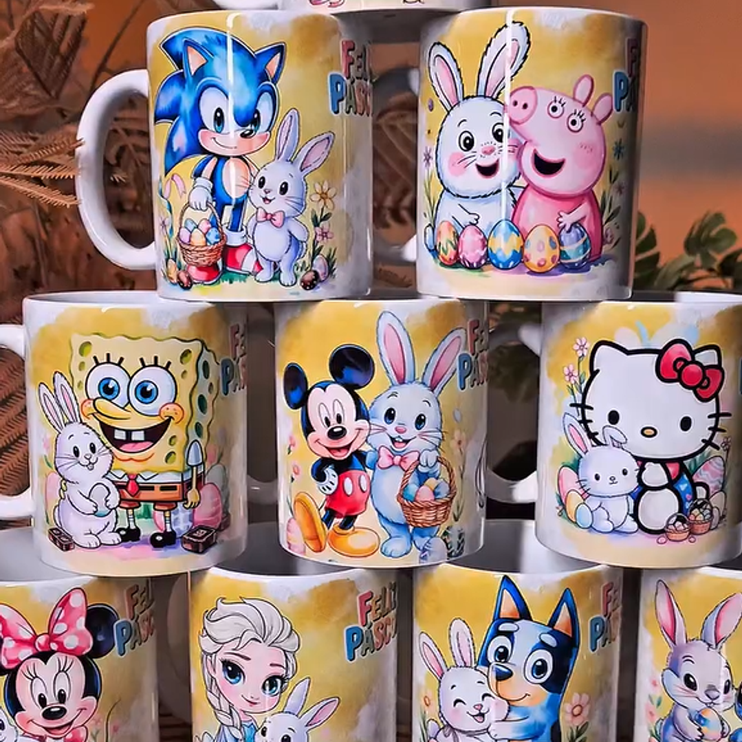 20 Artes para Caneca Personagens Páscoa Arquivo em Png 1