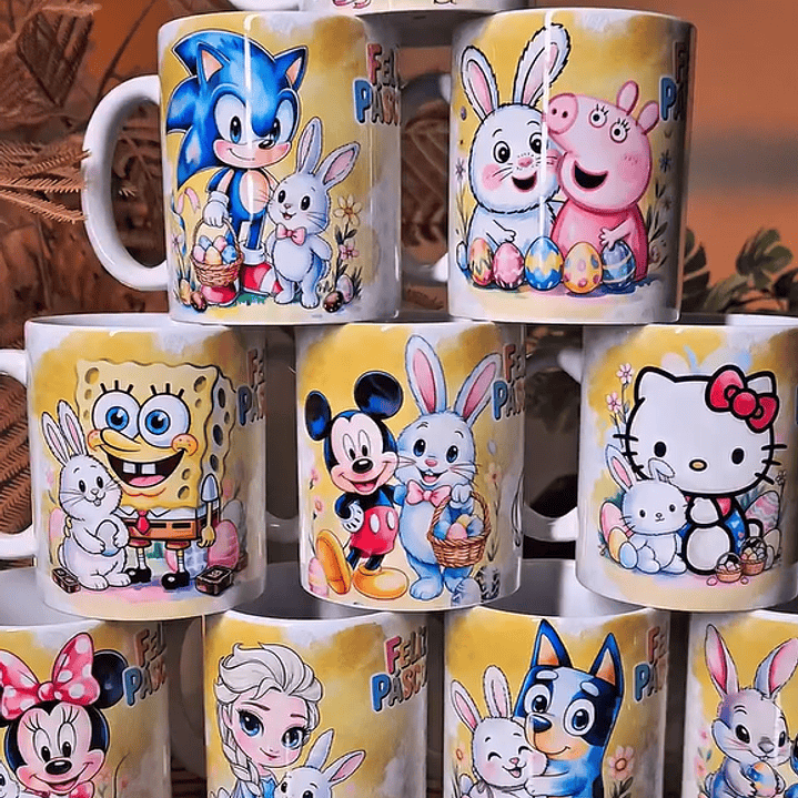 20 Artes para Caneca Personagens Páscoa Arquivo em Png 1