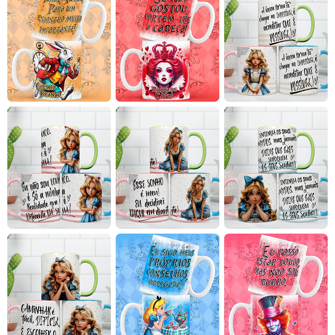 26 Artes para Caneca Alice no Pais das Maravilhas em Png  1