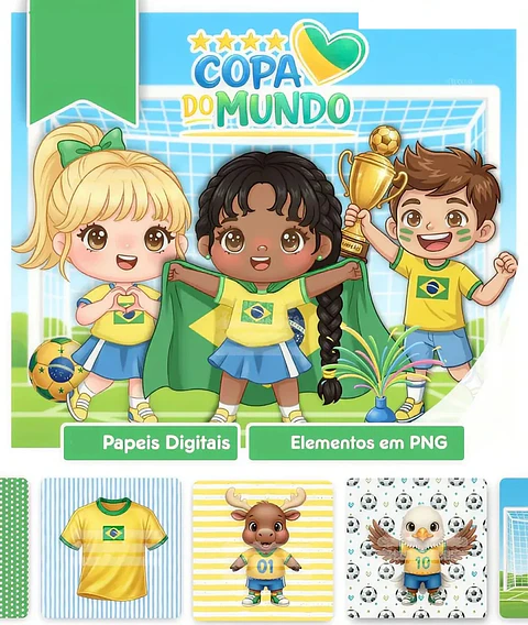Kit digital Copa do Mundo Brasil 2026 Futebol Arquivo em Png 