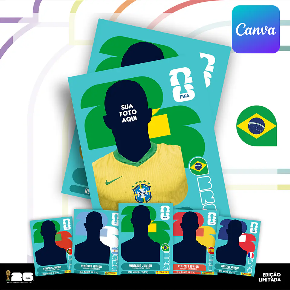 Figurinha da Copa do Mundo 2026 Personalizada (Brasil) | Editável no Canva 2
