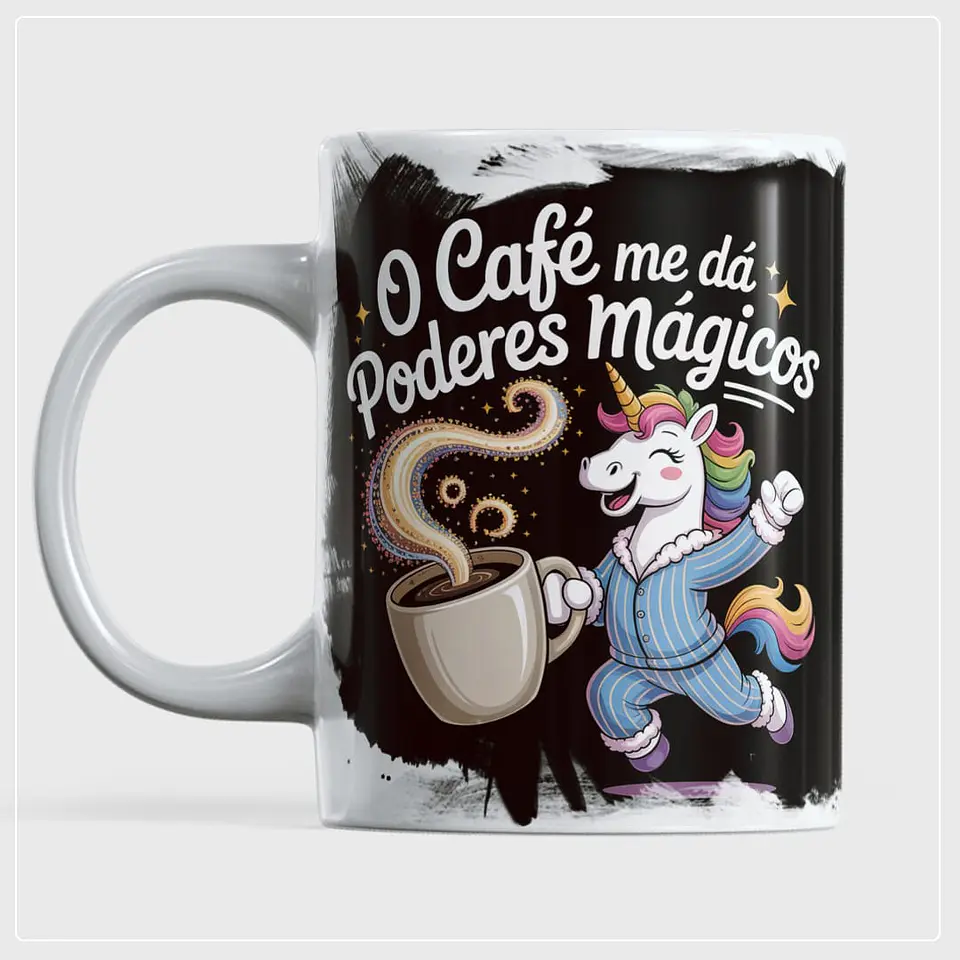Arte para Caneca O café me dá poderes mágicos em Png 1