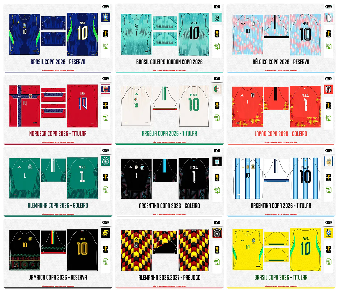 Pacote completo Estampas Copa Do Mundo 2026 em Vetor  3