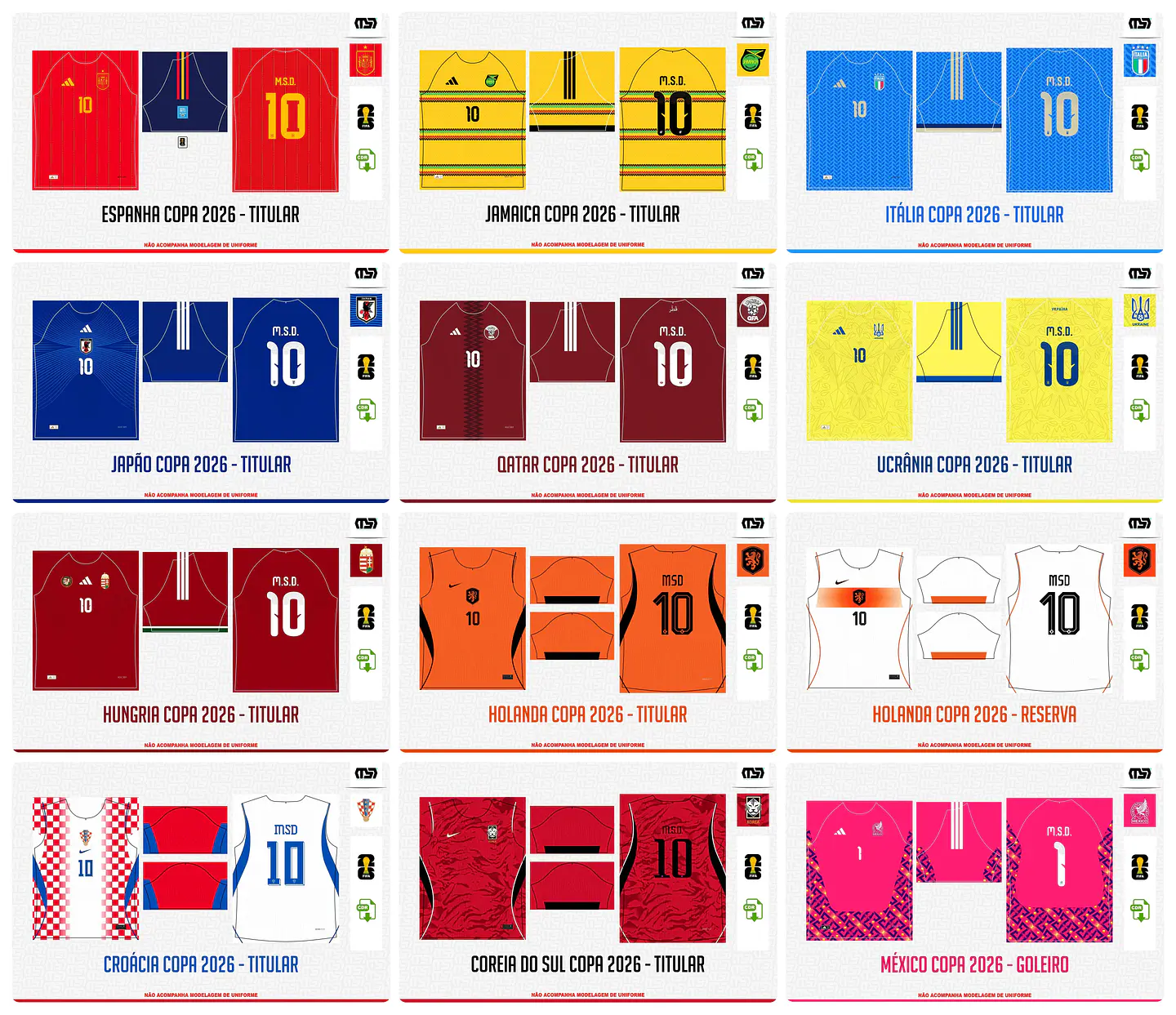 Pacote completo Estampas Copa Do Mundo 2026 em Vetor  8