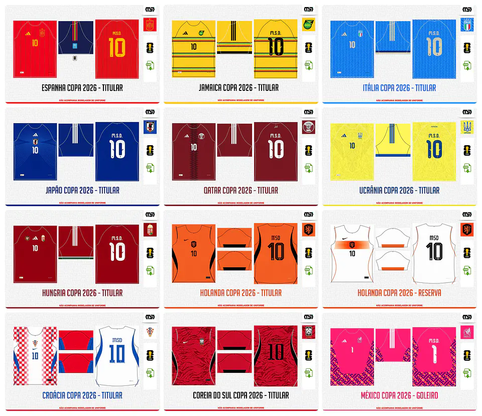 Pacote completo Estampas Copa Do Mundo 2026 em Vetor  8