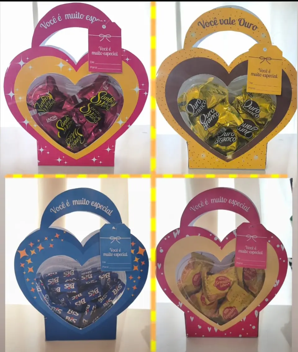 Arquivo para Sacolinha Coração para chocolates Arquivo em Pdf 1