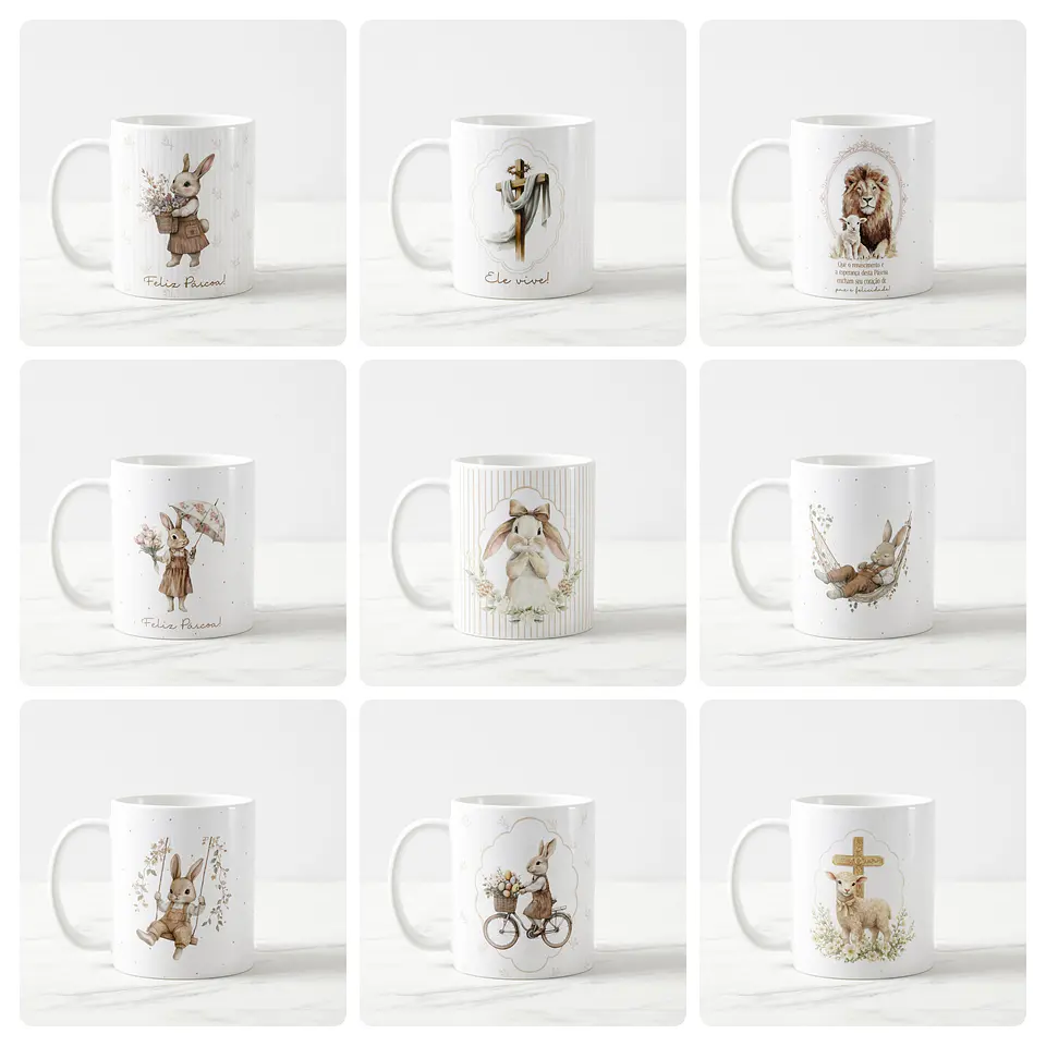 40 Artes para Caneca Páscoa Minimalista Arquivo em Jpg 3