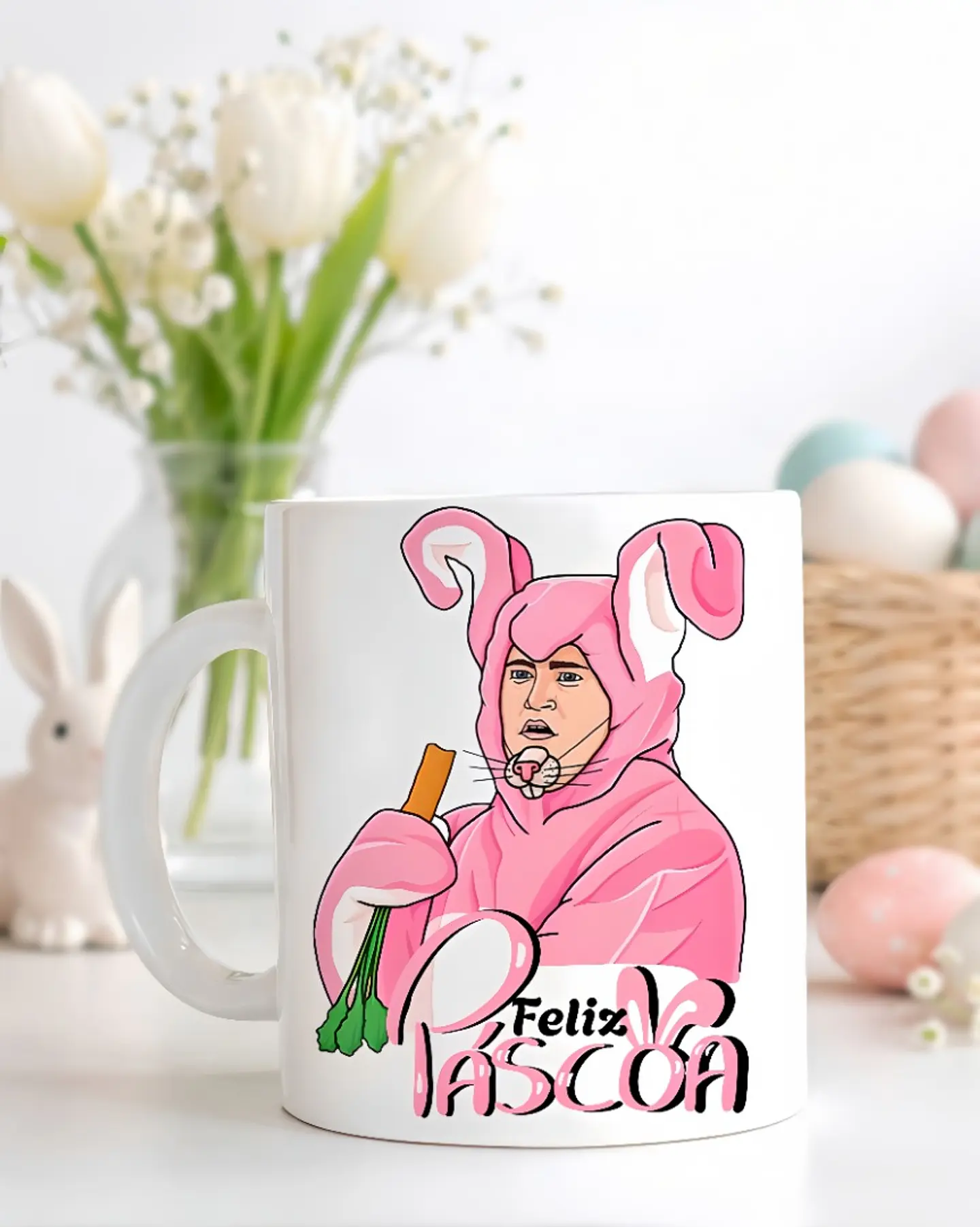 Artes para Caneca Feliz Páscoa - Chandler Bing  em Png 1