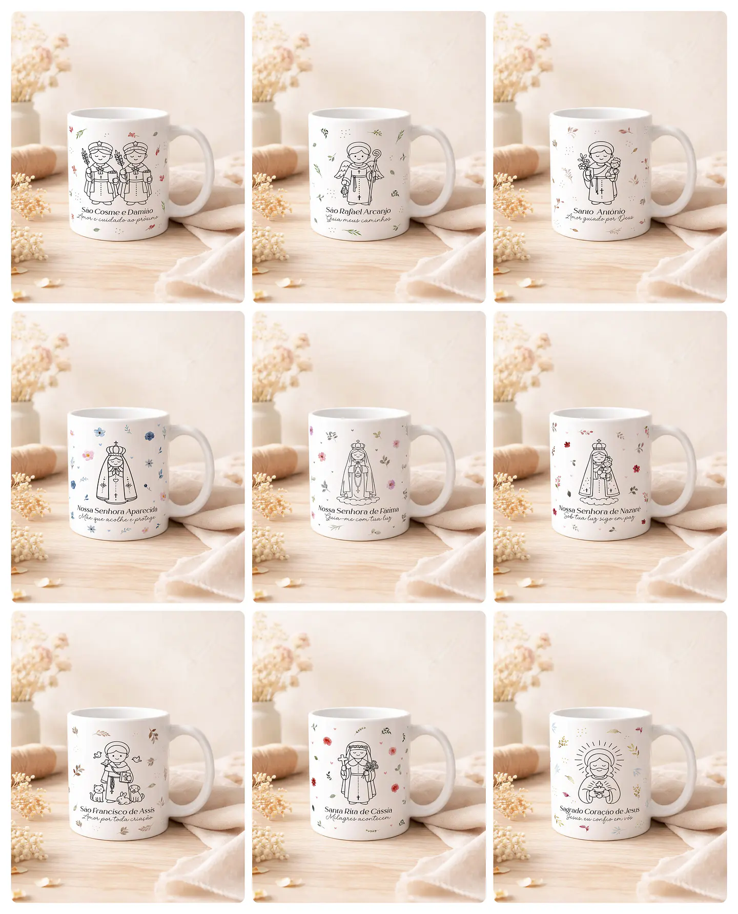 20 Artes para Caneca Santinhos Minimalista Arquivo em Editável 1