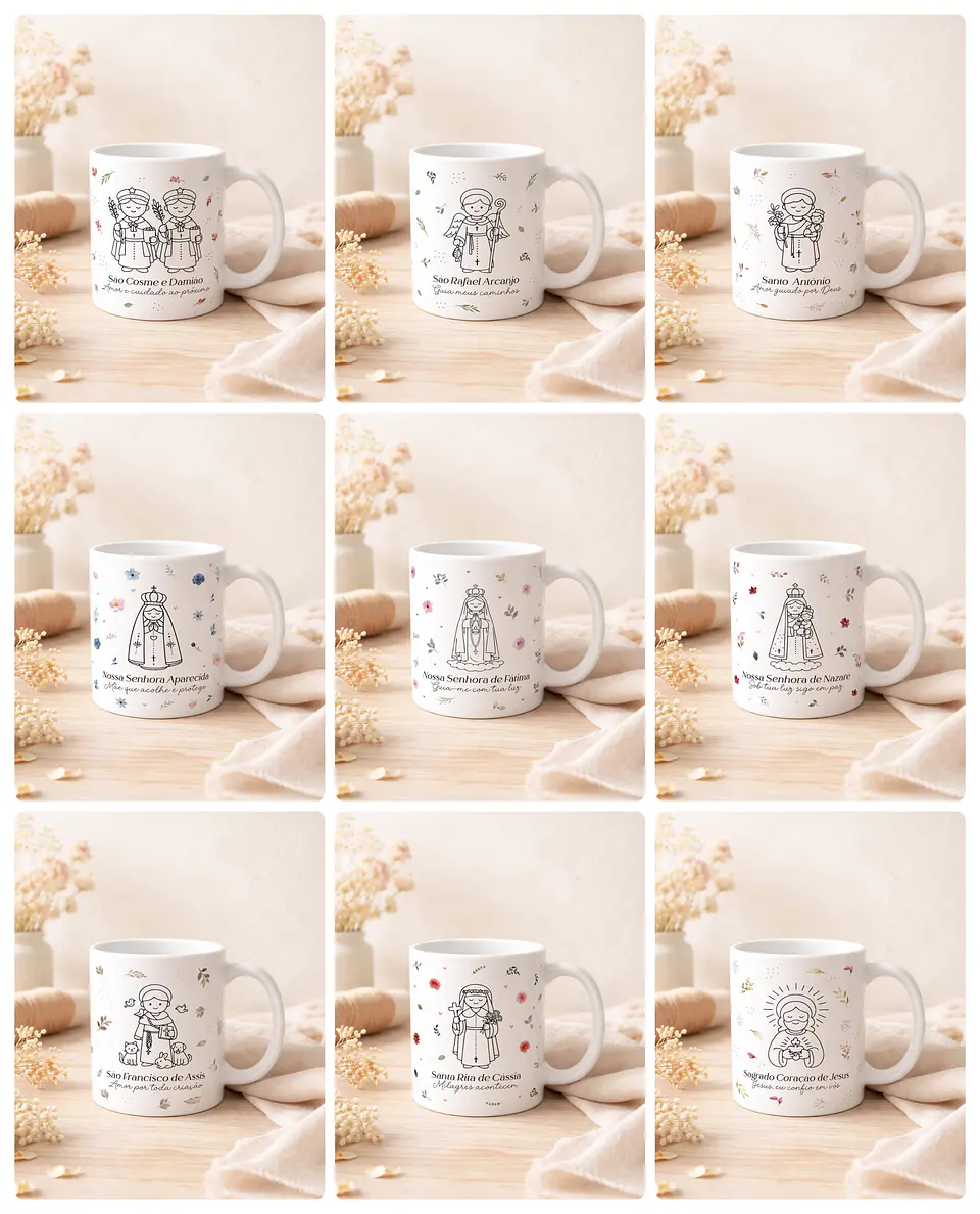 20 Artes para Caneca Santinhos Minimalista Arquivo em Editável 1