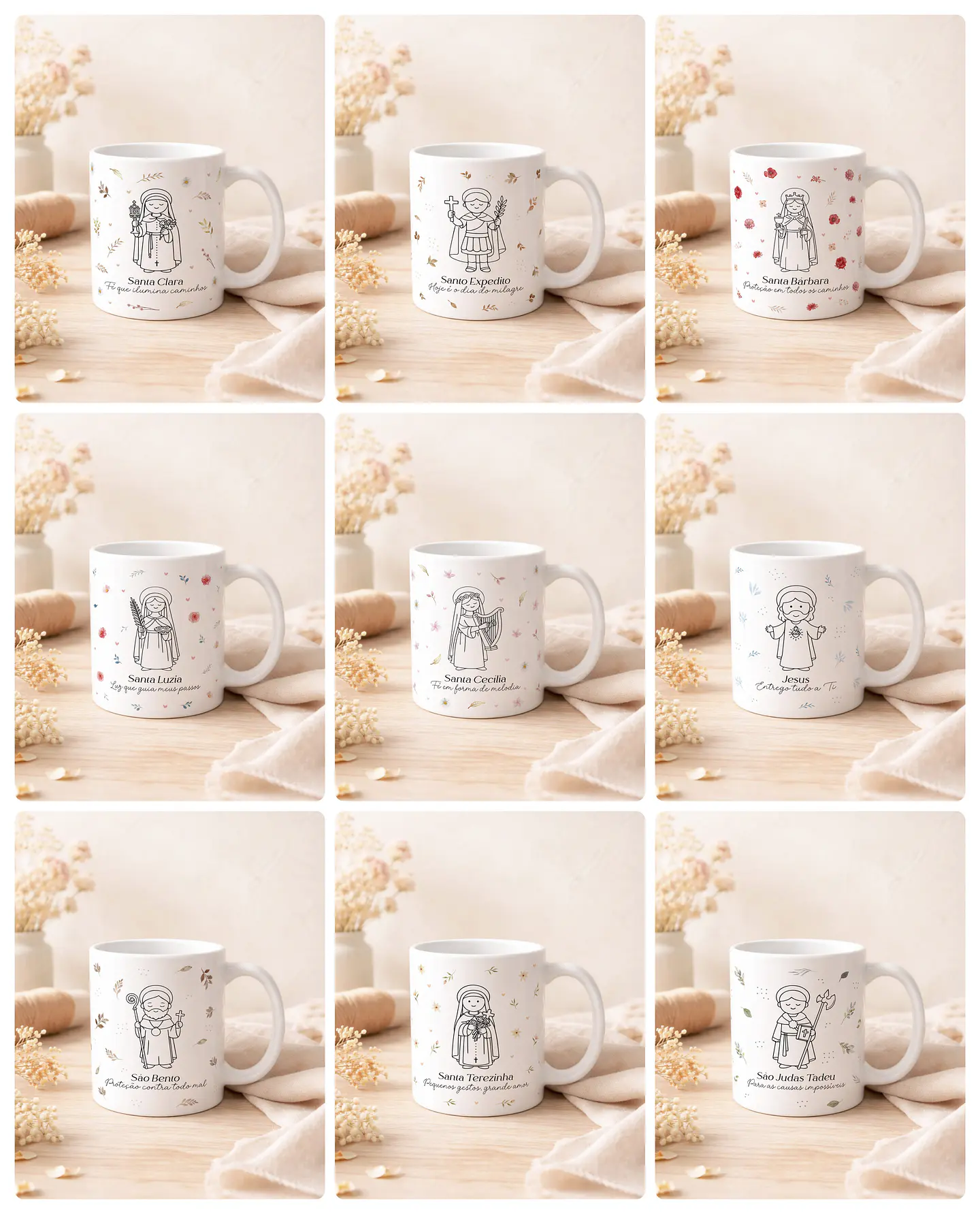 20 Artes para Caneca Santinhos Minimalista Arquivo em Editável 2