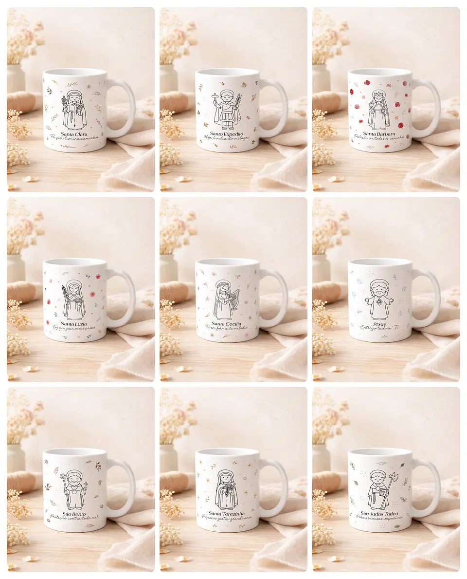 20 Artes para Caneca Santinhos Minimalista Arquivo em Editável 2