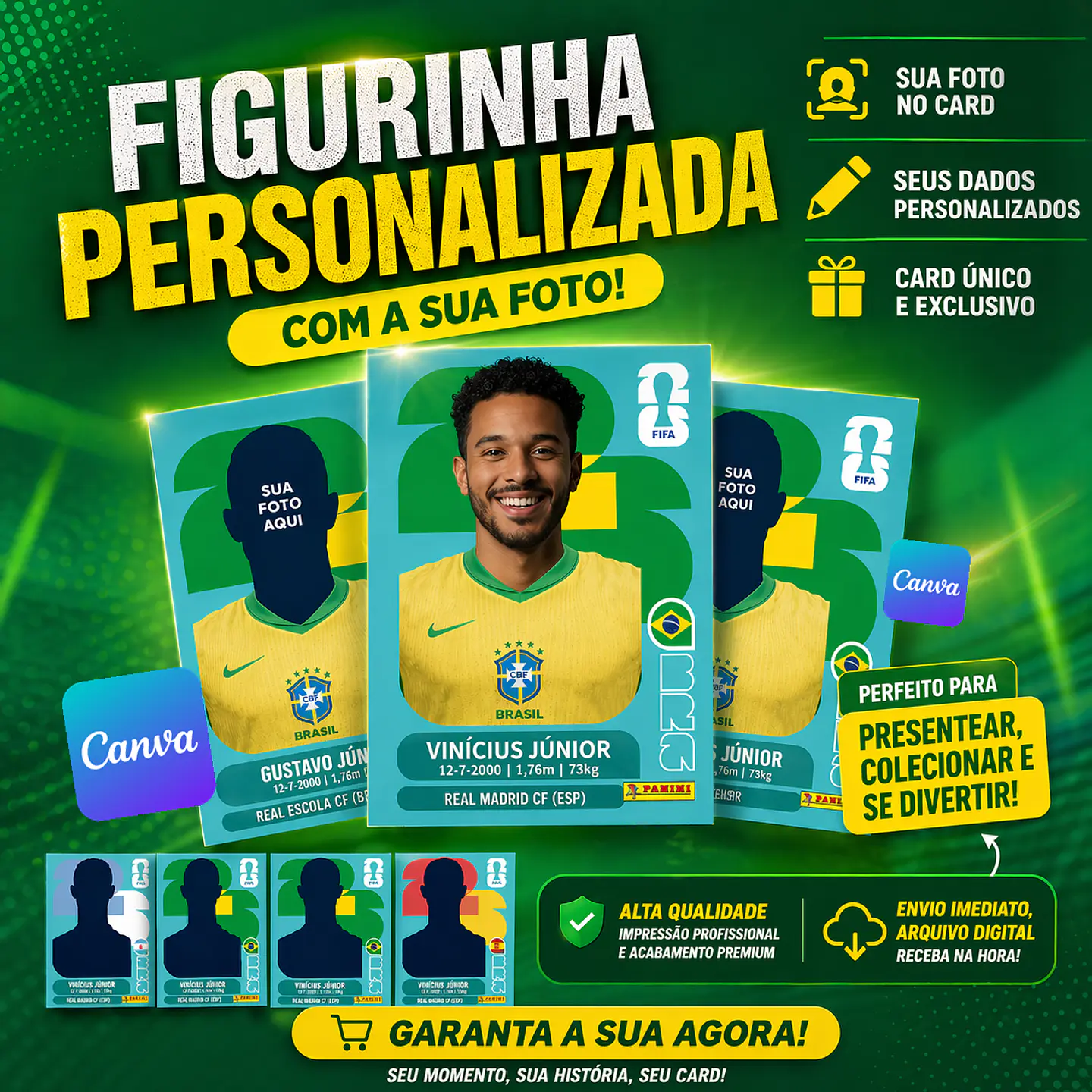 Figurinha da Copa 2026 Personalizada (Brasil) – Crie a sua com sua foto 1