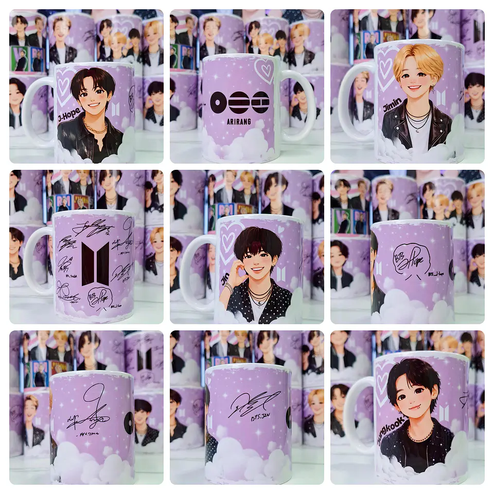 6 Artes para Caneca BTS Fãs  Arquivo em Jpg 4