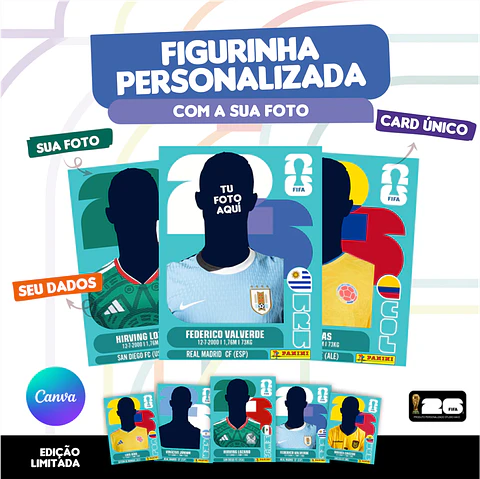 Figurinha da Copa do Mundo 2026 Personalizada Uruguai - Editável no Canva
