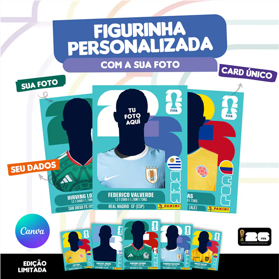 Figurinha da Copa do Mundo 2026 Personalizada Uruguai - Editável no Canva 1