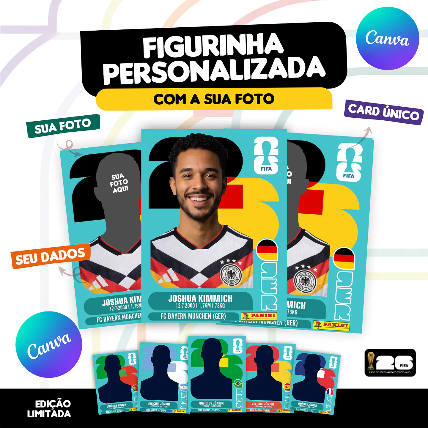 Figurinha da Copa do Mundo 2026 Personalizada Alemanha - Editável no Canva 1