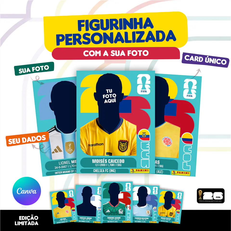 Figurinha da Copa do Mundo 2026 Personalizada Equador - Editável no Canva 1