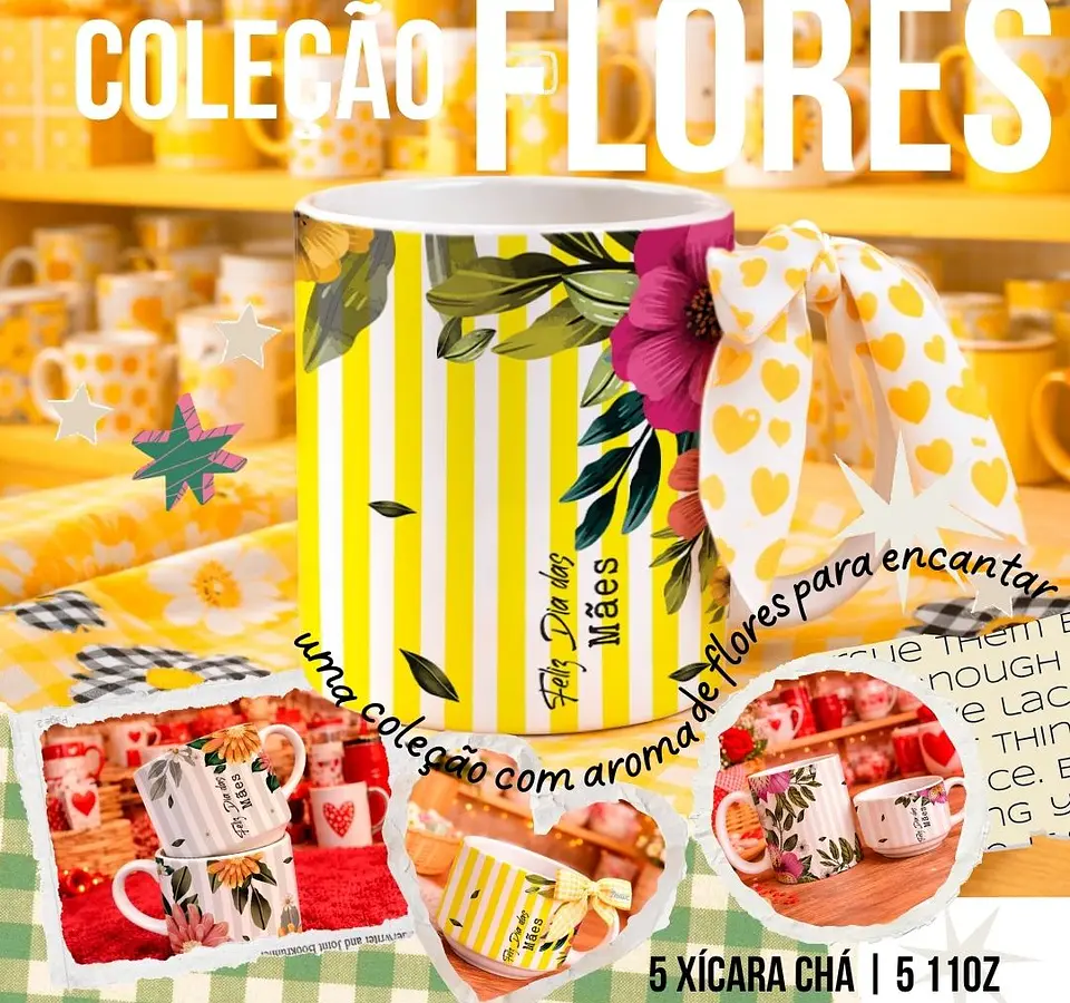 5 Artes para Caneca e Xícara Flores Do Meu Jardim Arquivo Editável 1