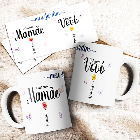 4 Artes para Caneca Jardim Vovó Arquivo Editável 