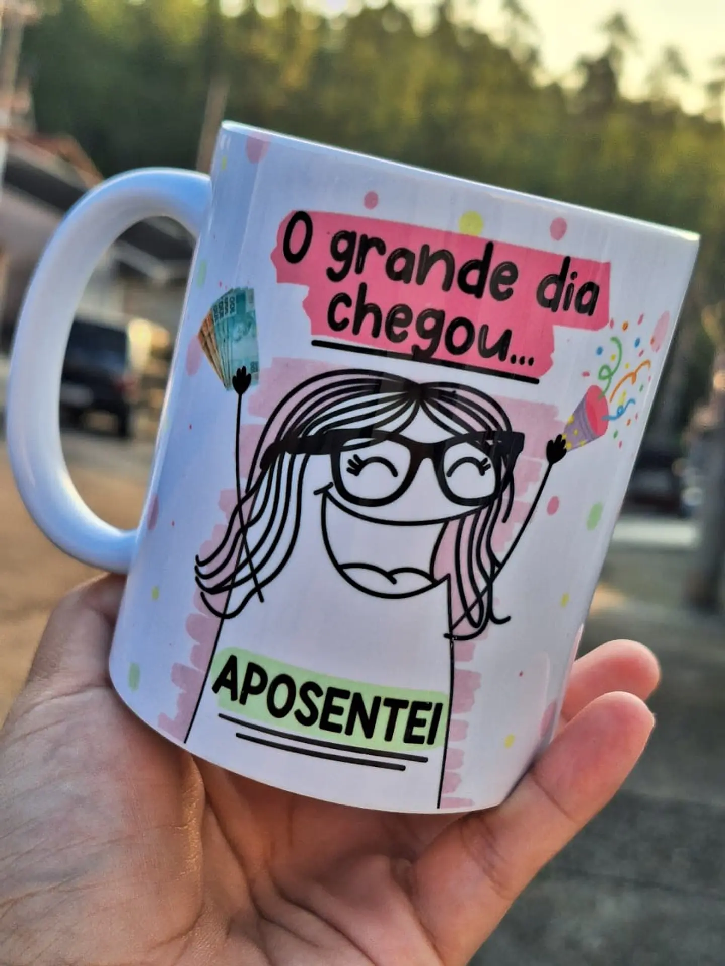 Artes para Caneca O grande dia chegou Aposentei Flork em Png 1