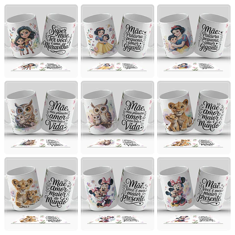 26 Artes para Caneca Mães e filhos Dia das mães Arquivo em Jpg