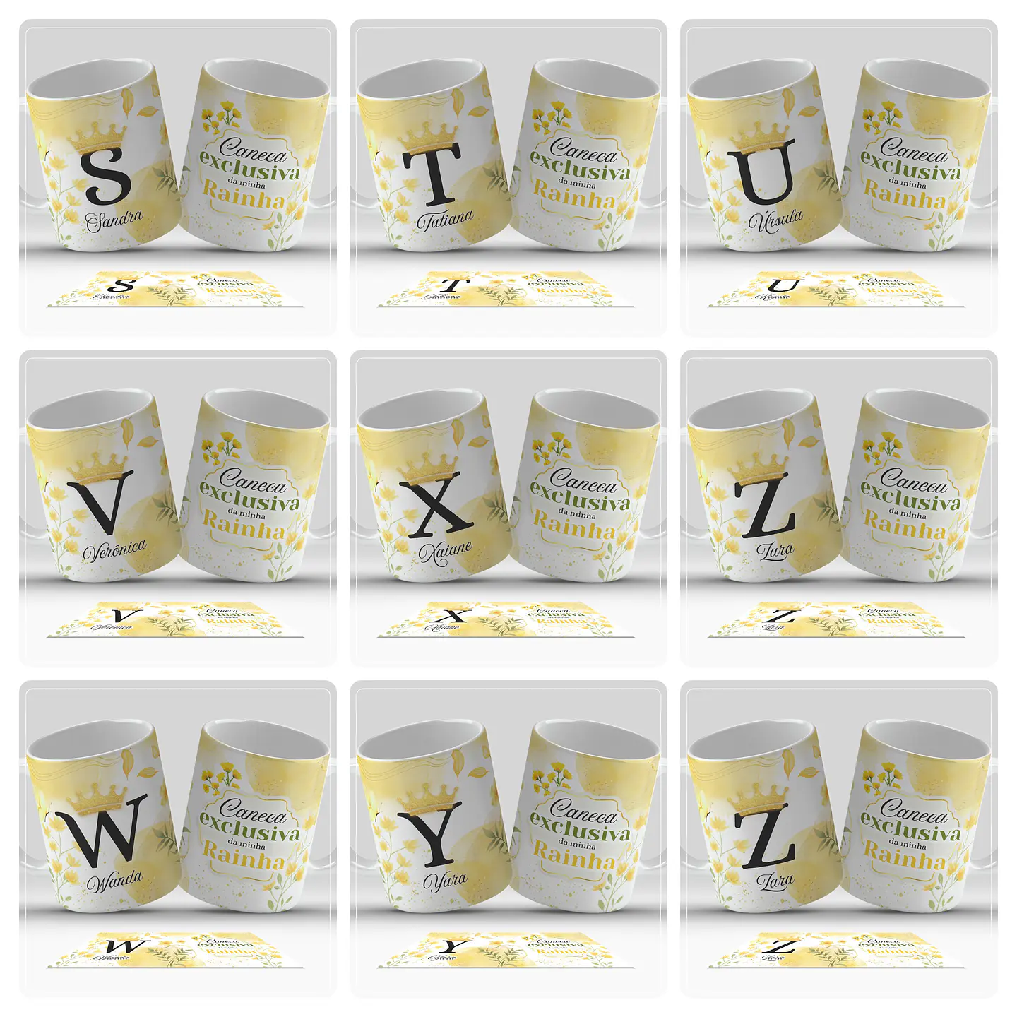 26 Artes para Caneca Alfabeto Minha Rainha Arquivo em Jpg  2