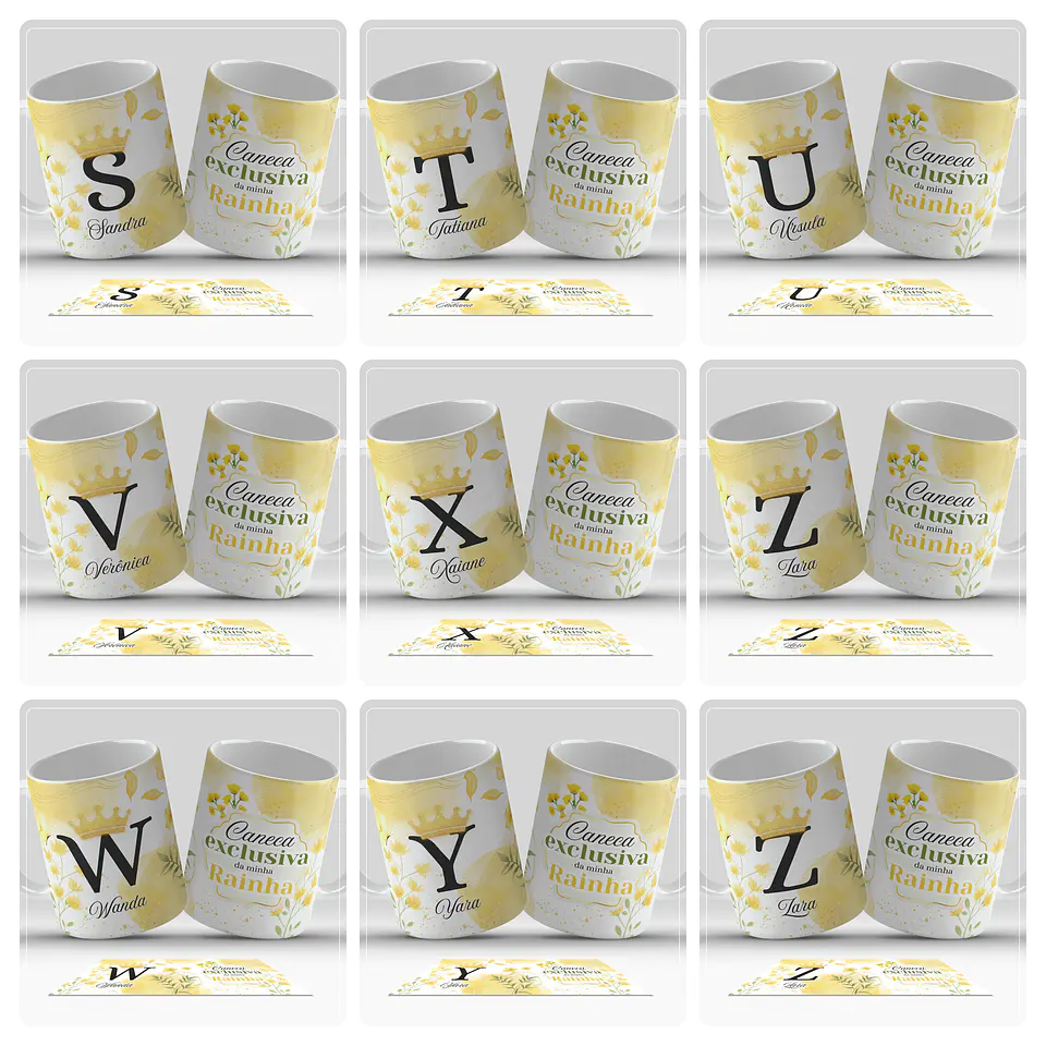 26 Artes para Caneca Alfabeto Minha Rainha Arquivo em Jpg  2