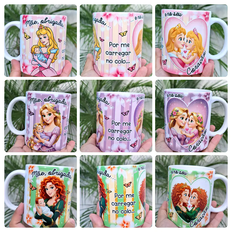 15 Artes para Caneca Dia das Mães Mãe, Obrigada... Princesas Arquivo em Jpg 3