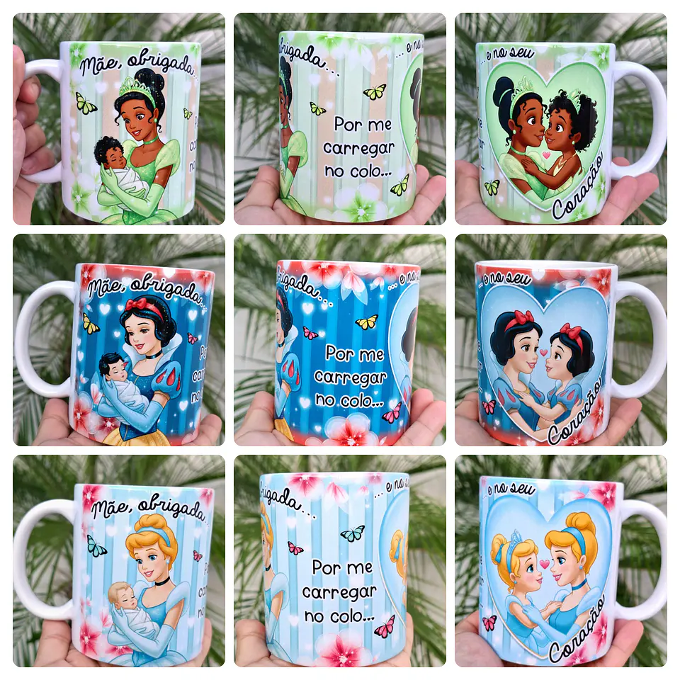 15 Artes para Caneca Dia das Mães Mãe, Obrigada... Princesas Arquivo em Jpg 4