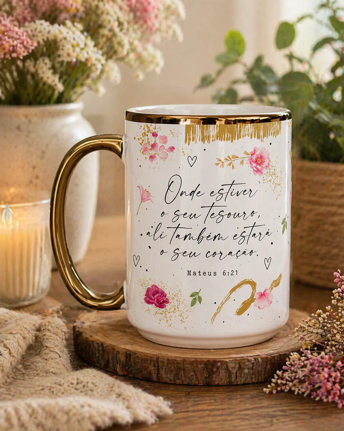 Artes para Caneca Onde estiver o seu tesouro ali tambem estará o seu coração Mateus 621 em Png  1