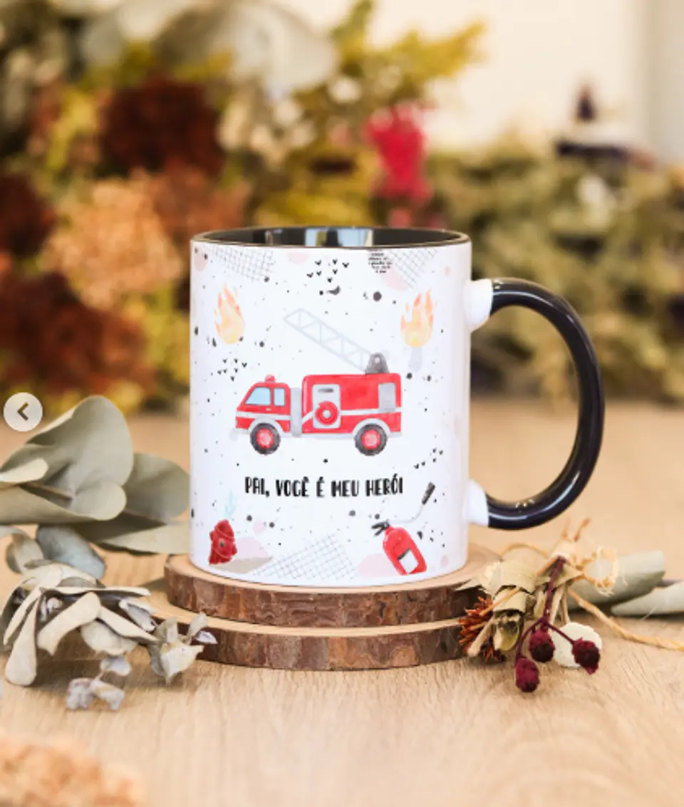 Artes para Caneca Meu herói Bombeiro Dia dos Pais em Png 2