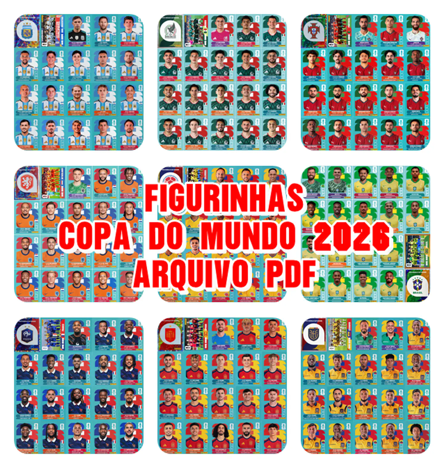 Figurinhas Copa 2026 para Imprimir +900 (PDF HD) | Download Imediato 1