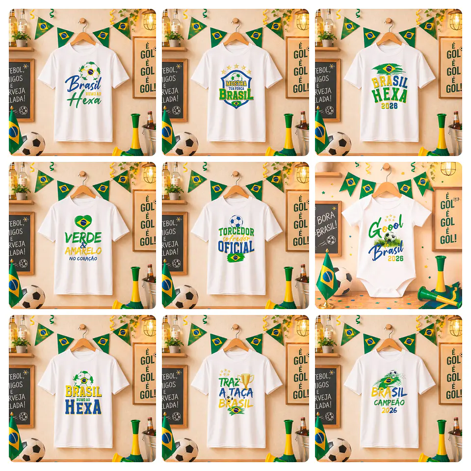 20 Artes para Camisa Copo Copa do Mundo 2026 Brasil Arquivo Editável 2