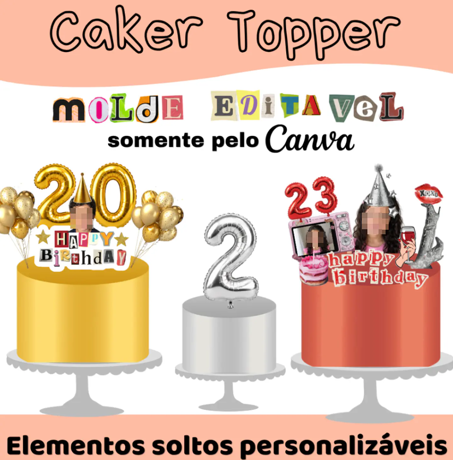 Arquivos para Topper de Bolo Cake Arquivo em Canva 11
