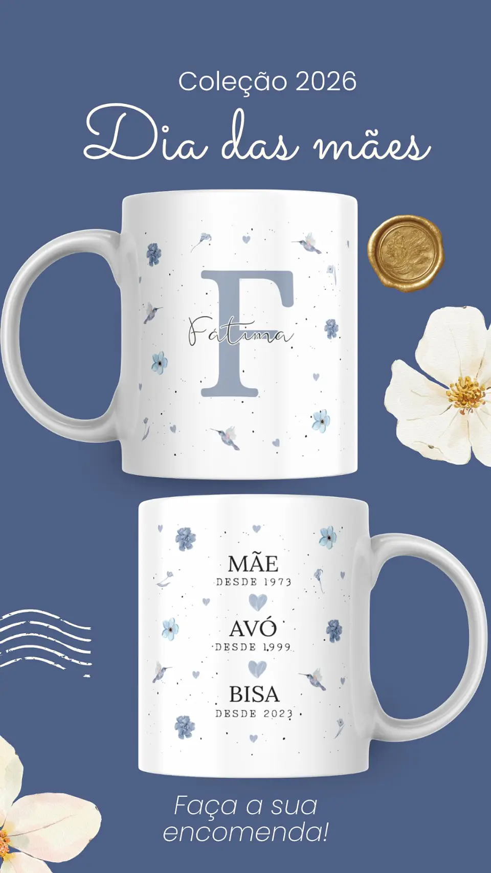 Artes para Caneca Frases Alfabeto Iniciais Arquivo Editável em Canva 3