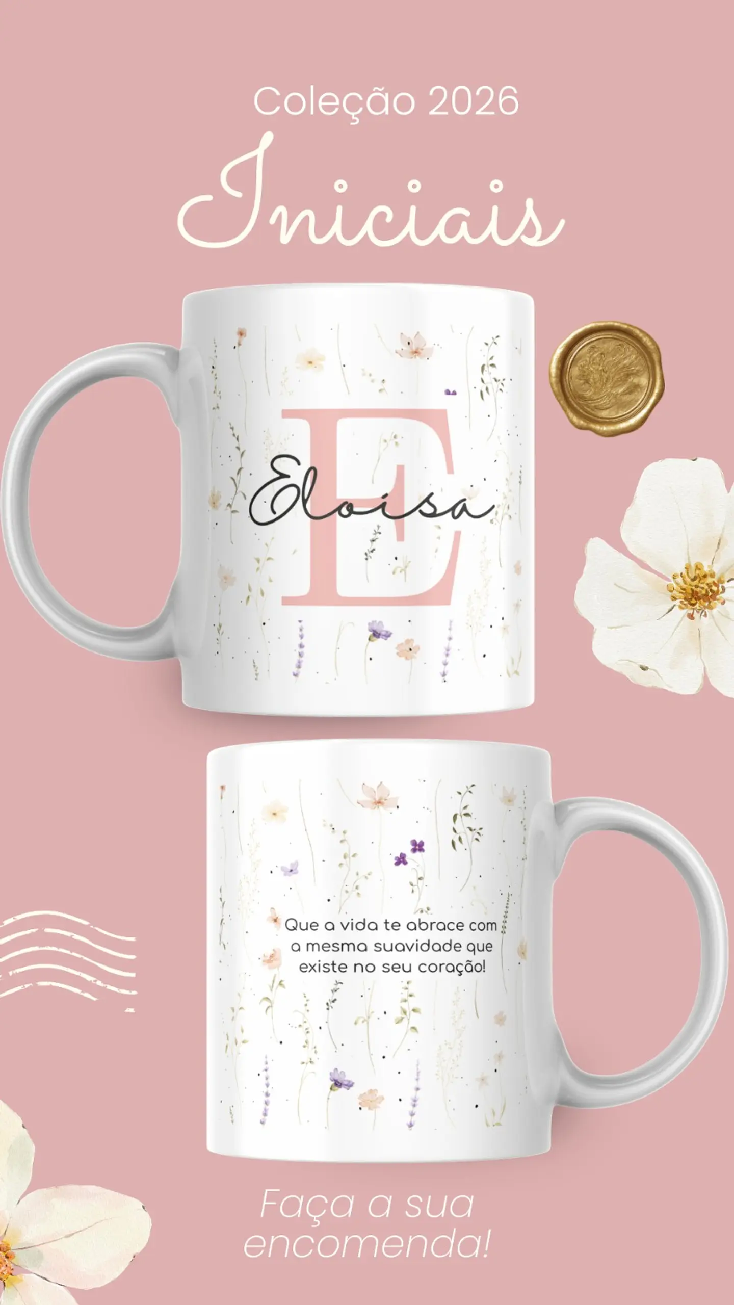 Artes para Caneca Frases Alfabeto Iniciais Arquivo Editável em Canva 4