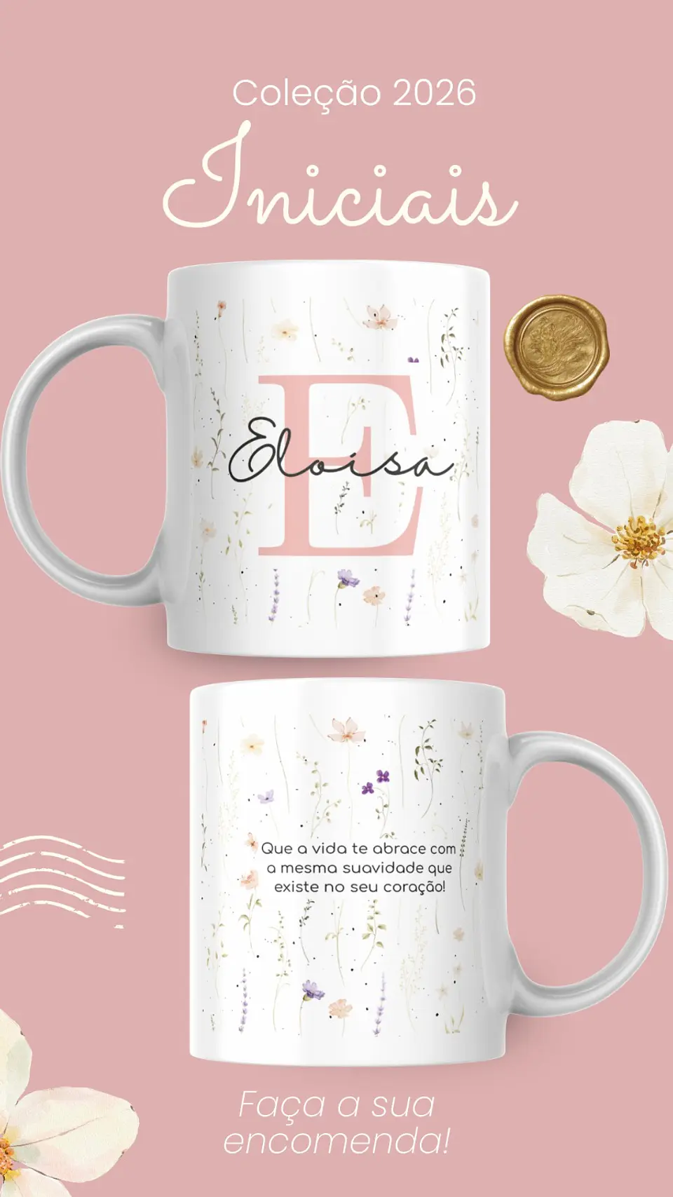 Artes para Caneca Frases Alfabeto Iniciais Arquivo Editável em Canva 4