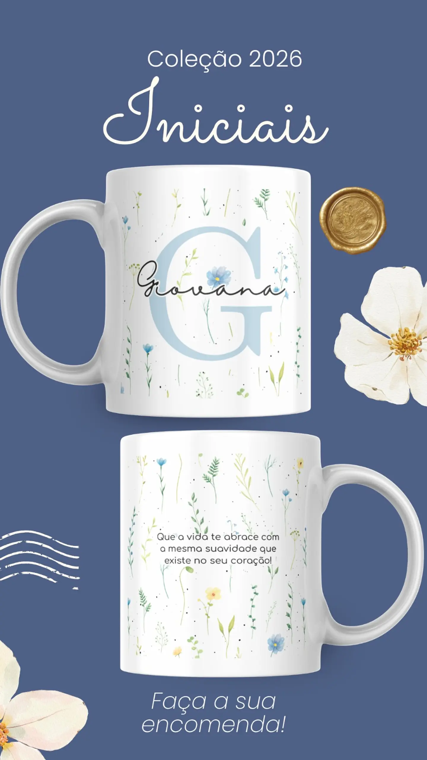 Artes para Caneca Frases Alfabeto Iniciais Arquivo Editável em Canva 5