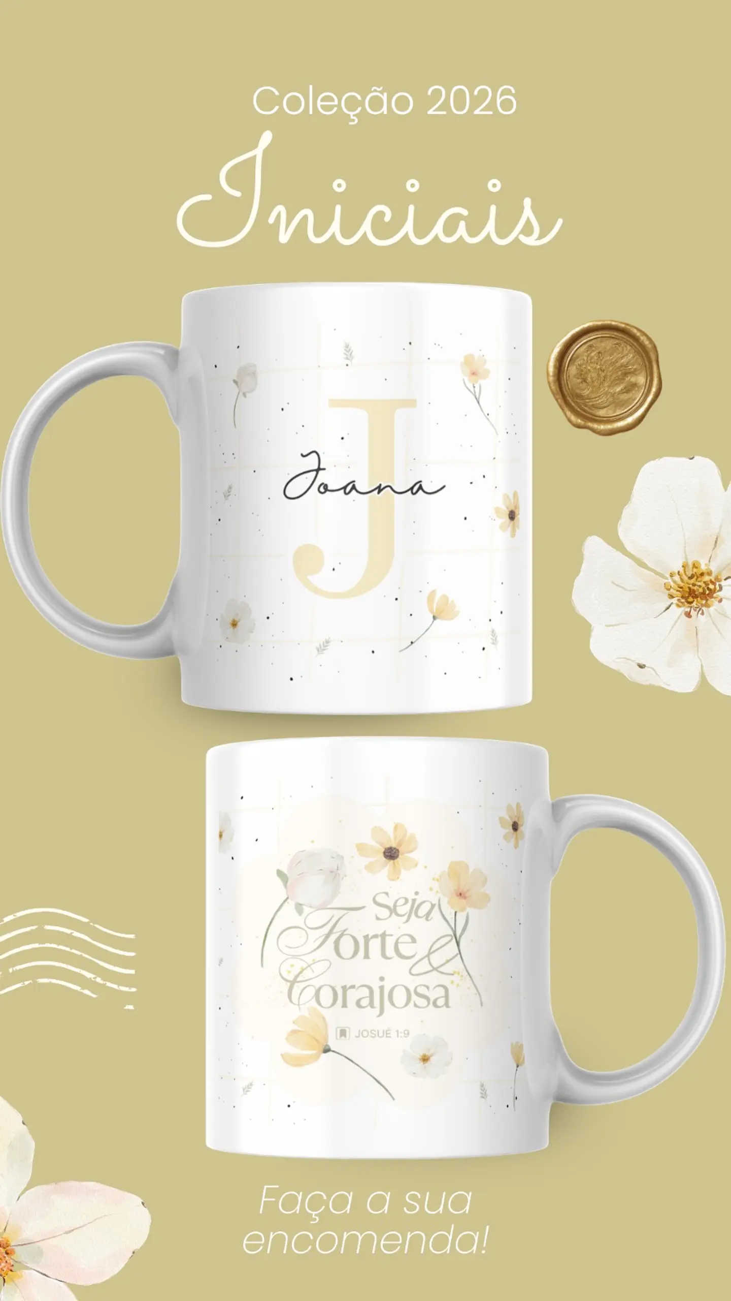 Artes para Caneca Frases Alfabeto Iniciais Arquivo Editável em Canva 6