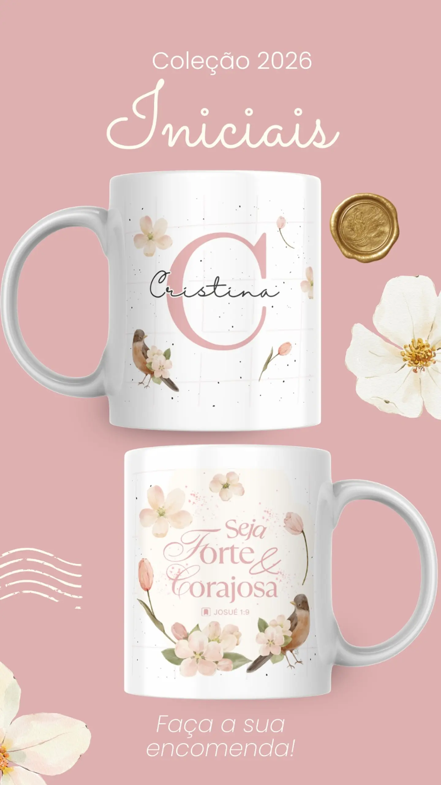 Artes para Caneca Frases Alfabeto Iniciais Arquivo Editável em Canva 8