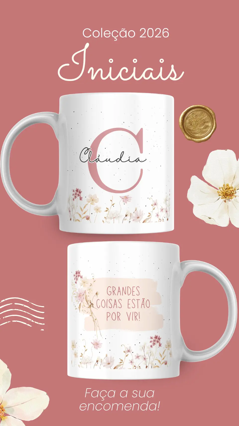 Artes para Caneca Frases Alfabeto Iniciais Arquivo Editável em Canva 9