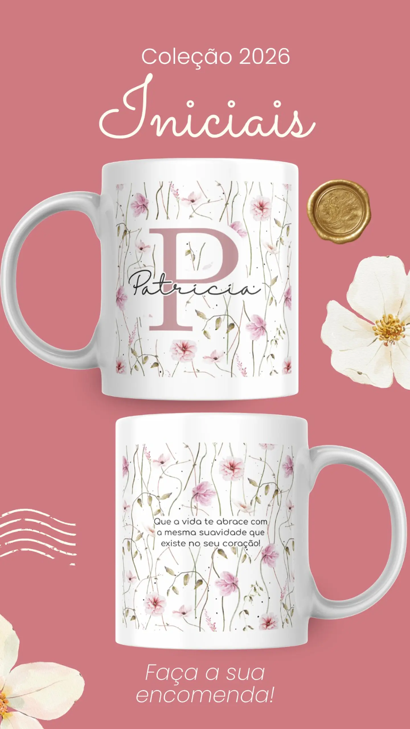 Artes para Caneca Frases Alfabeto Iniciais Arquivo Editável em Canva 11