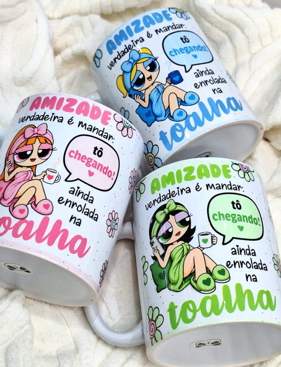 3 Artes para Caneca Amizade Verdadeira Meninas Super Poderosas Arquivo em Png 1